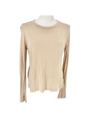 Vince Lightweight Top Womens Size M Beige Long Sleeves Made in Peru 100% Modal